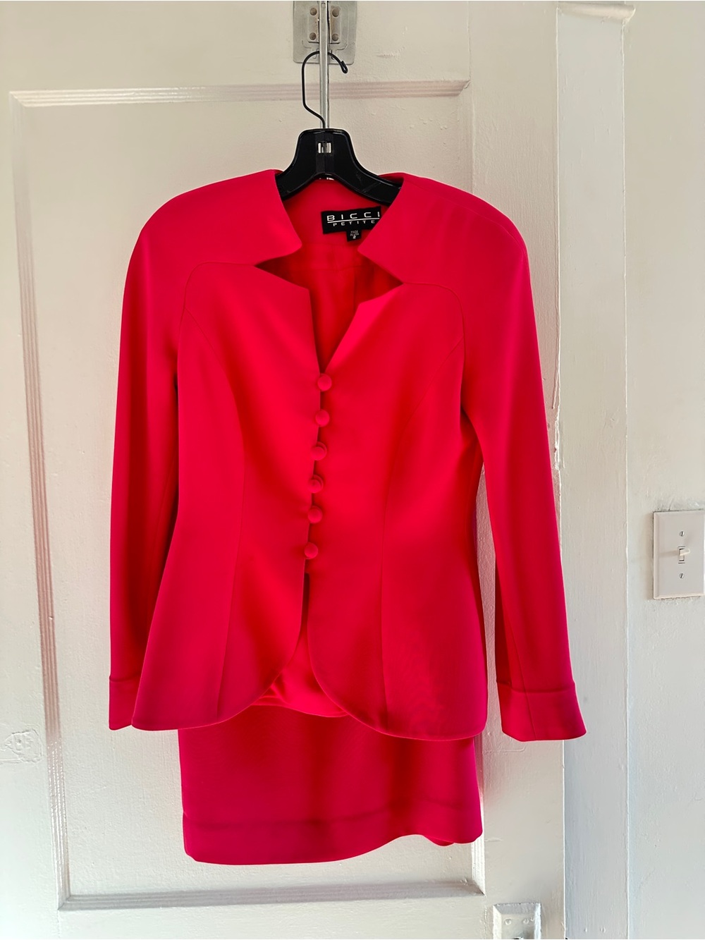 Women’s Hot Pink Pencil Skirt Suit - Elegant Tailored Jacket & Skirt